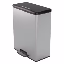 Curver Pedal Bin Deco Rectangular Duo Trash Can Waste Container Grey/Silver - Silver
