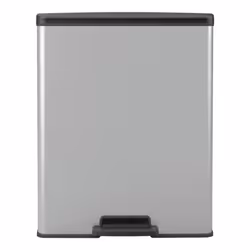 Curver Pedal Bin Deco Rectangular Duo Trash Can Waste Container Grey/Silver - Silver