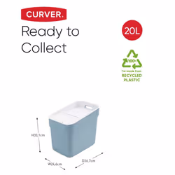 Curver Trash Can Ready to Collect Recycling Container Multi Colours 20/30L - Light blue, 20 L