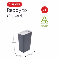 Curver Trash Can Ready to Collect Recycling Container Multi Colours 20/30L - Dark grey, 30 L