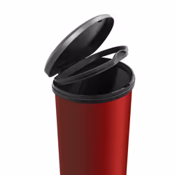 Metal Effect 70% Recycled Kitchen Accessories One Touch Deco Bin, Red, 40 Litre