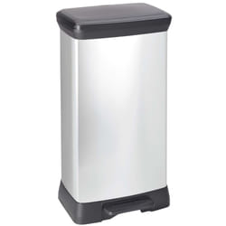 Curver Deco Pedal Bin 50L Silver Home Rubbish Dustbin Trash Can Container