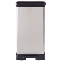 Curver Deco Pedal Bin 50L Silver Home Rubbish Dustbin Trash Can Container