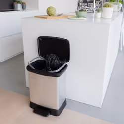 Curver Pedal Bin Deco Rectangular 30L Silver Duo Trash Can Waste Container - Additional view 10