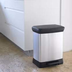 Curver Pedal Bin Deco Rectangular 30L Silver Duo Trash Can Waste Container - Additional view 5
