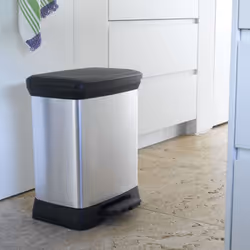 Curver Pedal Bin Deco Rectangular 30L Silver Duo Trash Can Waste Container - Additional view 6