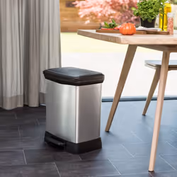 Curver Pedal Bin Deco Rectangular 30L Silver Duo Trash Can Waste Container - Additional view 7