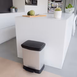 Curver Pedal Bin Deco Rectangular 30L Silver Duo Trash Can Waste Container - Additional view 8