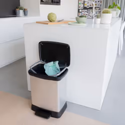 Curver Pedal Bin Deco Rectangular 30L Silver Duo Trash Can Waste Container - Additional view 9
