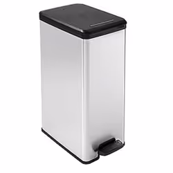 Curver Slim Bin 40L, 40 L, Square, Plastic, Black, Silver, Pedal, 250 mm