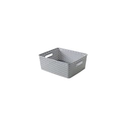 Curver Medium Faux Rattan Storage Basket, 30 x 36 x 14cm - Grey