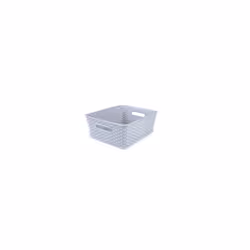 Curver Medium Faux Rattan Storage Basket, 30 x 36 x 14cm - Grey