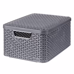 Curver Storage Box with Lid Style M 18L Metallic Silver Household Storage Box