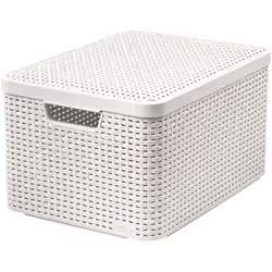 Curver Style L, Storage basket, Cream, Rattan, Monochromatic, Bathroom, Bedroom, Living room, 445 mm