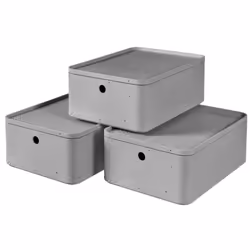 Curver 3x Storage Box Set with Lid Size M Light Grey Household Organisers