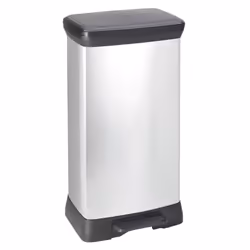 Curver Duo Pedal Bin Deco Rubbish Dustbin Waste Can Grey/Silver Multi Models - 39 x 29 x 72 cm