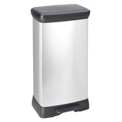 Curver Duo Pedal Bin Deco Rubbish Dustbin Waste Can Grey/Silver Multi Models - 39 x 29 x 72 cm