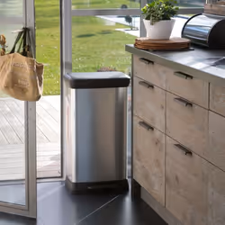 Curver Duo Pedal Bin Deco Rubbish Dustbin Waste Can Grey/Silver Multi Models - 39 x 29 x 72 cm