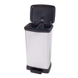 Curver Duo Pedal Bin Deco Rubbish Dustbin Waste Can Grey/Silver Multi Models - 39 x 29 x 72 cm