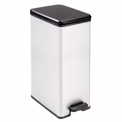 Slim Metal Effect 90% Recycled Kitchen Pedal Touch Deco Bin, Silver, 40 Litre