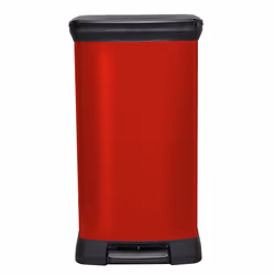 Metal Effect 70% Recycled Kitchen Pedal Touch Deco Bin 50 Litres - Red
