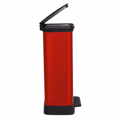 Metal Effect 70% Recycled Kitchen Pedal Touch Deco Bin 50 Litres - Red
