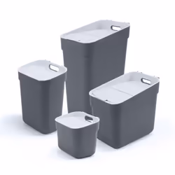 Curver Ready to Collect Recycling Lift Top Bin Bundle, 1 x 5L 1 x 10L 1 x 20L 1 x 30L, Dark Grey