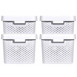 Curver 4x Storage Box Set with Lid 11L+17L White Drawers Chests of Towers