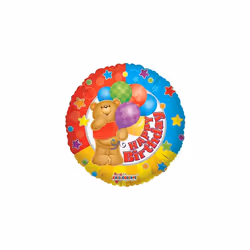 Suki Gifts S9017466 Teddy Happy Birthday Foil Balloon Helium Balloon, Multi-Colour