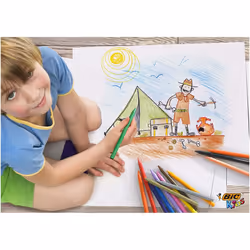 BIC Kids Plastidecor Colouring Crayons - Assorted Colours, Cardboard Wallet of 18