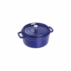 STAUB Cast Iron Roaster/Cocotte with Steamer Insert, Round, 26 cm, 5.2 L, With matte black interior enamel, Dark Blue