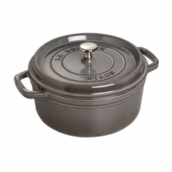 Staub Cocotte, Casserole baking dish, Round, Cast iron, Ceramic, Gas, Halogen, Induction, Grey, -20 - 260 °C