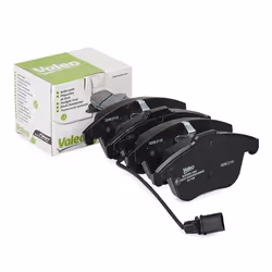 Brake pad set; VALEO; FIRST Front Axle incl. wear warning contact with anti-squeak plate; for AUDI; 8K0698151A, 8K0698151F, 8 ...