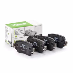 Brake pad set; VALEO; Rear Axle incl. wear warning contact with anti-squeak plate; for SEAT, VOLKSWAGEN, SKODA, AUDI, OPEL; 2 ...