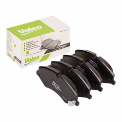Brake pad set; VALEO; Front Axle excl. wear warning contact with anti-squeak plate; for LAND ROVER; LR021253, LR032063, LR051 ...