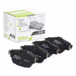 Brake pad set; VALEO; Rear Axle excl. wear warning contact with anti-squeak plate; for PEUGEOT, CITROËN, VAUXHALL, DS, OPEL; ...