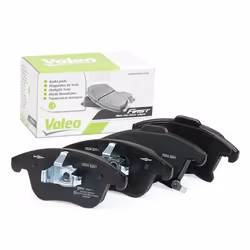 Brake pad set; VALEO; Front Axle incl. wear warning contact with anti-squeak plate; for FORD; 1860105, 5601729, DG9C2001BF, D ...