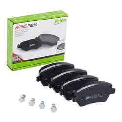 VALEO 601641 Brake pad set Front Axle with bolts/screws, with anti-squeak plate RENAULT: Megane 4, Clio 4, CLIO 3, NISSAN: Note I, MICRA 3