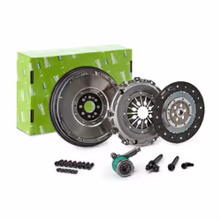 Clutch; VALEO; with dual-mass flywheel, with central slave cylinder with screw set, with lock screw set 250; for RENAULT, OPE ...
