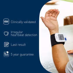 OMRON RS1 Automatic Wrist Blood Pressure Monitor for Home Use or on The Go - Clinically Validated Wrist Blood Pressure Machine with Pre-Formed Wrist