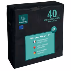 Exacompta Napkins Micro High Quality Embossed Paper Black (Pack 40) SV