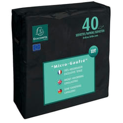 Exacompta Napkins Micro High Quality Embossed Paper Black (Pack 40) SV