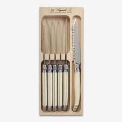 Laguiole 6 Piece Steak Knife Set in Wooden Tray - Ivory