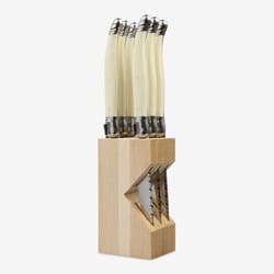 Laguiole 6 Piece Steak Knife Set in Wooden Block, 100% Made in France - Ivory