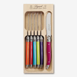 Laguiole 6 Piece Butter Knife Set in Wooden Tray - Multicolour