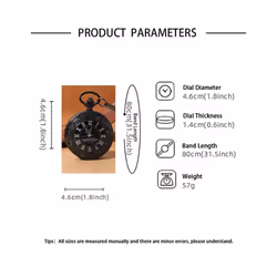Quartz Pocket Watch Pendant Chain Mens Women Leather Bracelet