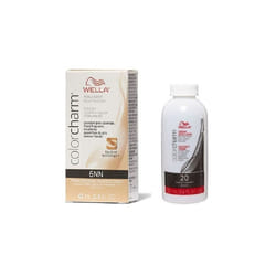 3.6oz) Wella 6NN Intense Dark Blonde Color Charm Permanent Liquid Haircolor - 6NN + Developer (Vol.20