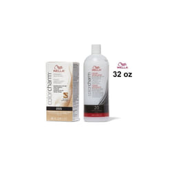 32oz) Wella 4NN Intense Medium Brown Color Charm Permanent Liquid Haircolor - 4NN + Dev(vol20