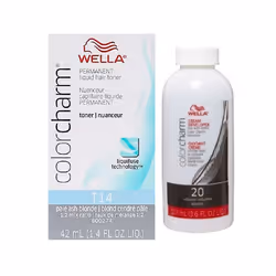 3.6oz) Wella Color Charm T14 Pale Ash Blonde Permanent Liquid Hair Toner - T14 & Dev (Vol. 20