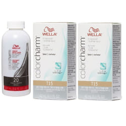 3.6oz) Wella Color Charm T11 Lightest Beige Blonde Permanent Liquid Hair Toner - T15+T15+Dev (Vol. 20